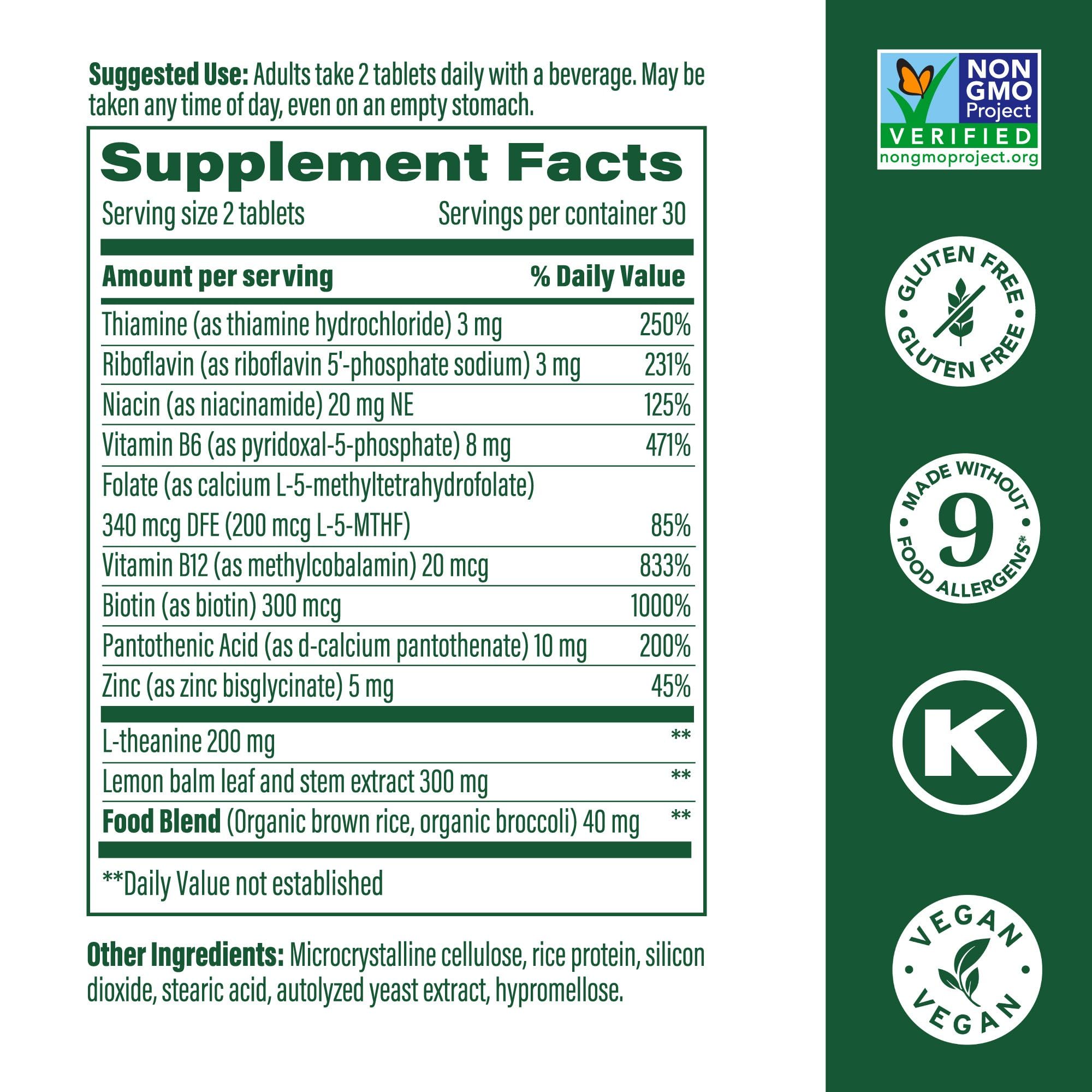 Close-up of MegaFood L-Theanine tablet showing smooth texture for focused days