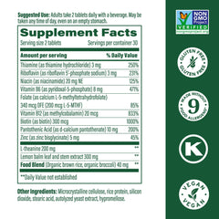 Close-up of MegaFood L-Theanine tablet showing smooth texture for focused days