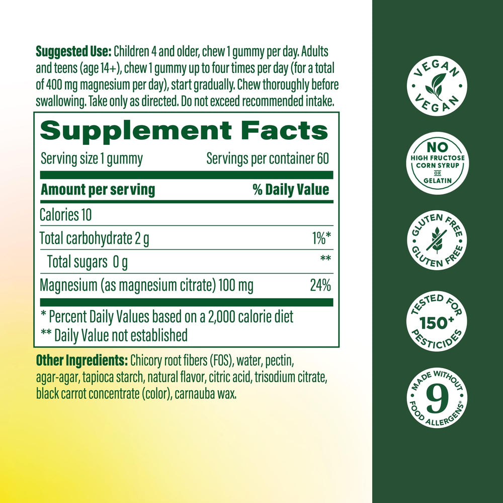 MegaFood Magnesium Citrate Gummies raspberry flavor close-up for daily support