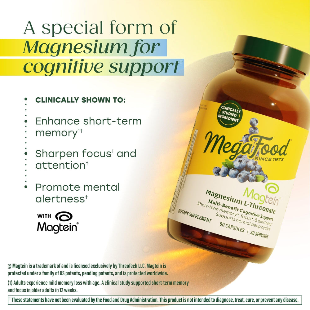 MegaFood Magtein capsules ready for daily use with meals