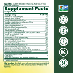 Close-up of MegaFood Men’s 40+ tablets highlighting the two-tablet serving.