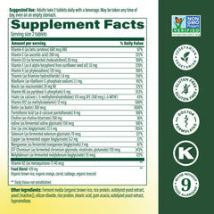 MegaFood Men’s Advanced Multivitamin bottle side view highlighting formula details.