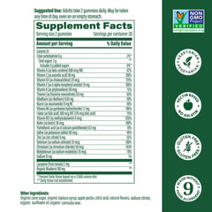 MegaFood Men’s Wild Blueberry Gummy label showing 19 nutrients and methylated B12.