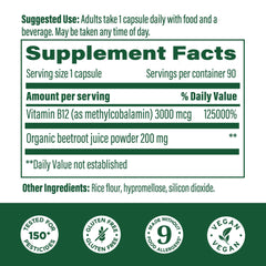 Close-up of MegaFood Methyl B12 capsules showing bioavailability.