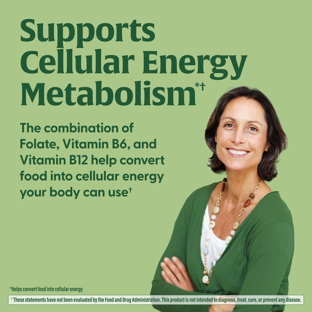 MegaFood methylfolate and B12 blend shown for vegan nervous system support.