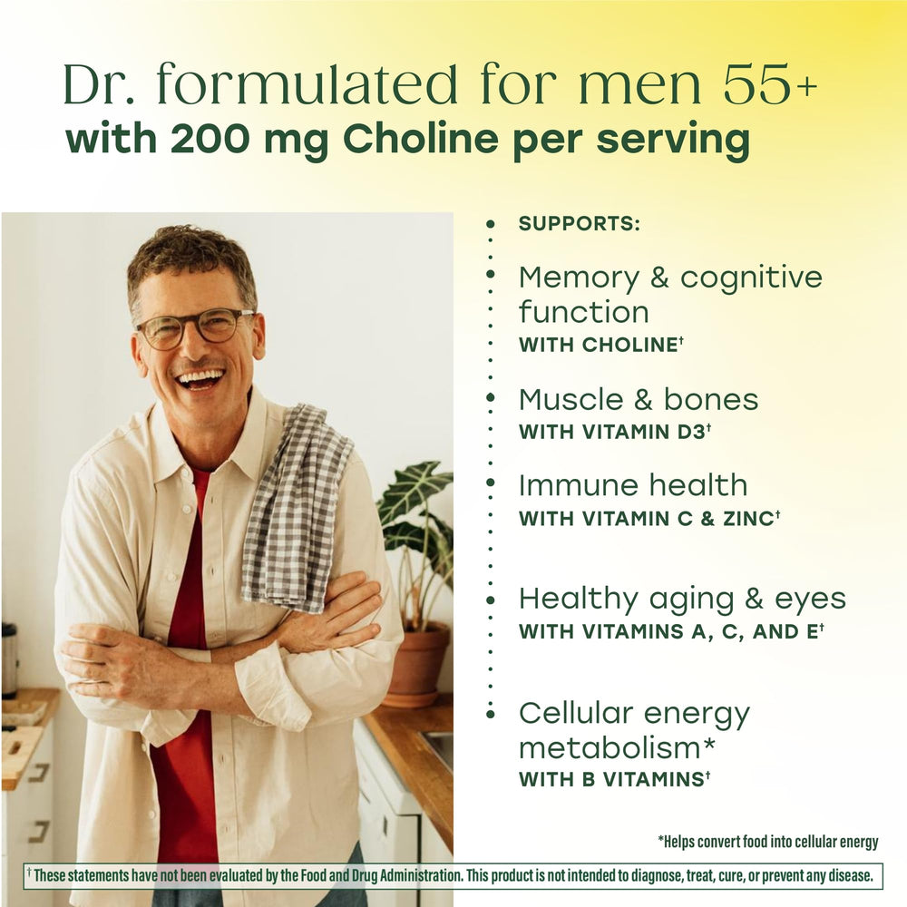 MegaFood Multi for Men 55+ label closeup with formula details
