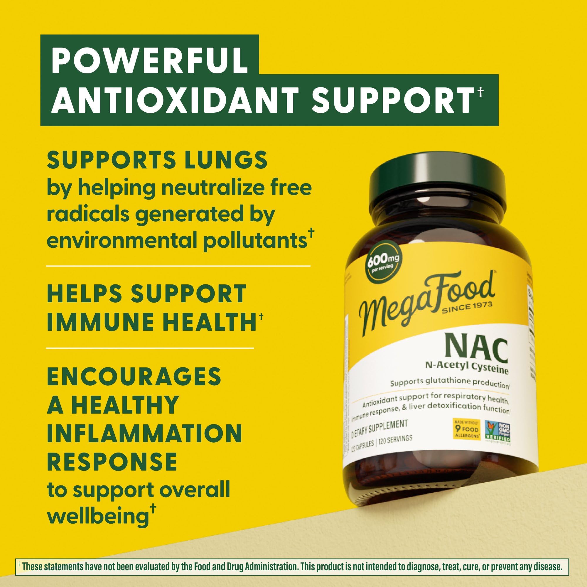 MegaFood NAC immune support with bottle scene and health emphasis