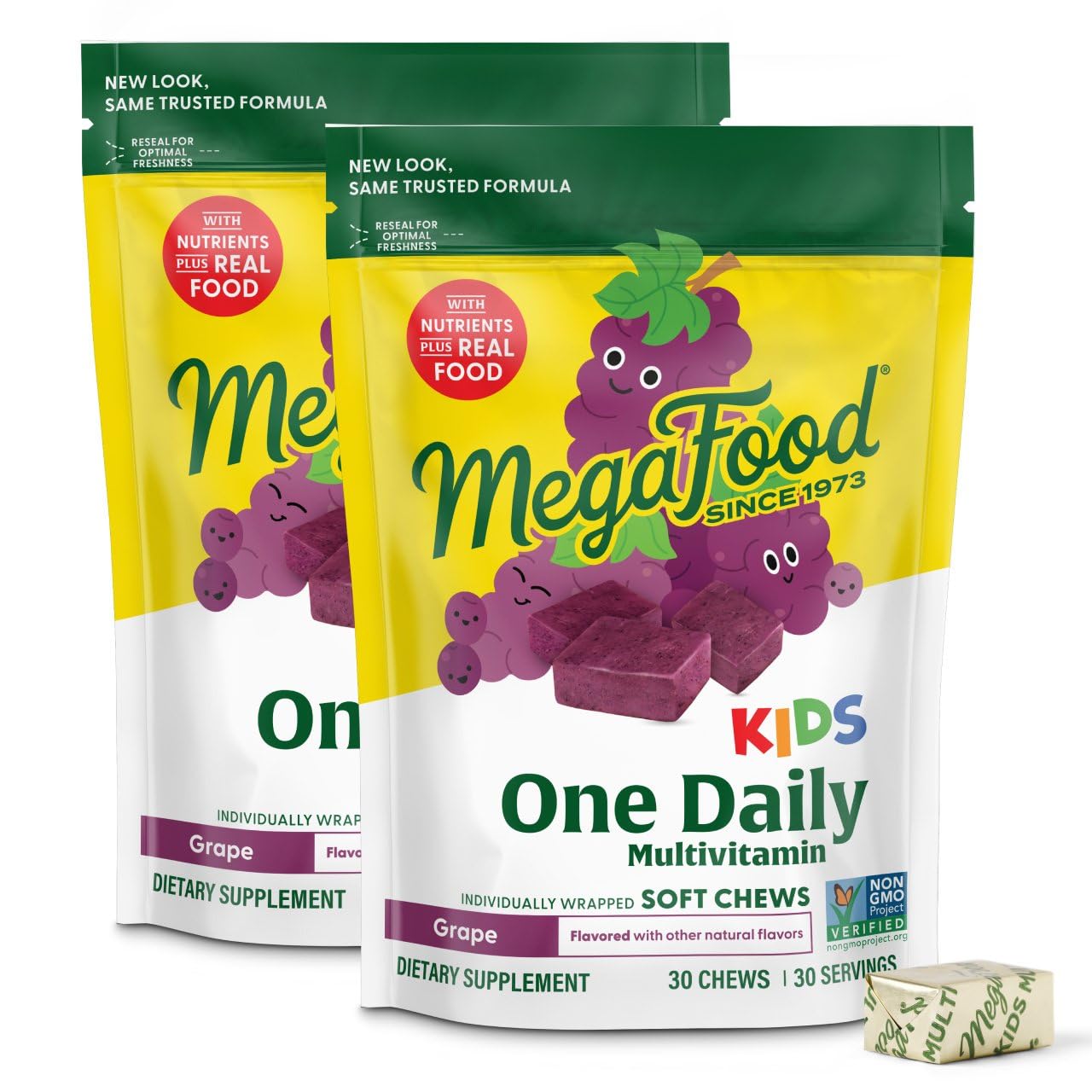 MegaFood One Daily Kids bottle showing convenient daily multivitamins for growing children