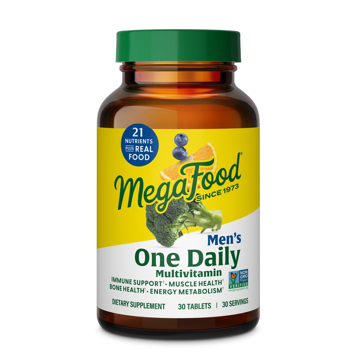 MegaFood One Daily Men’s Multivitamin bottle front view for daily energy support