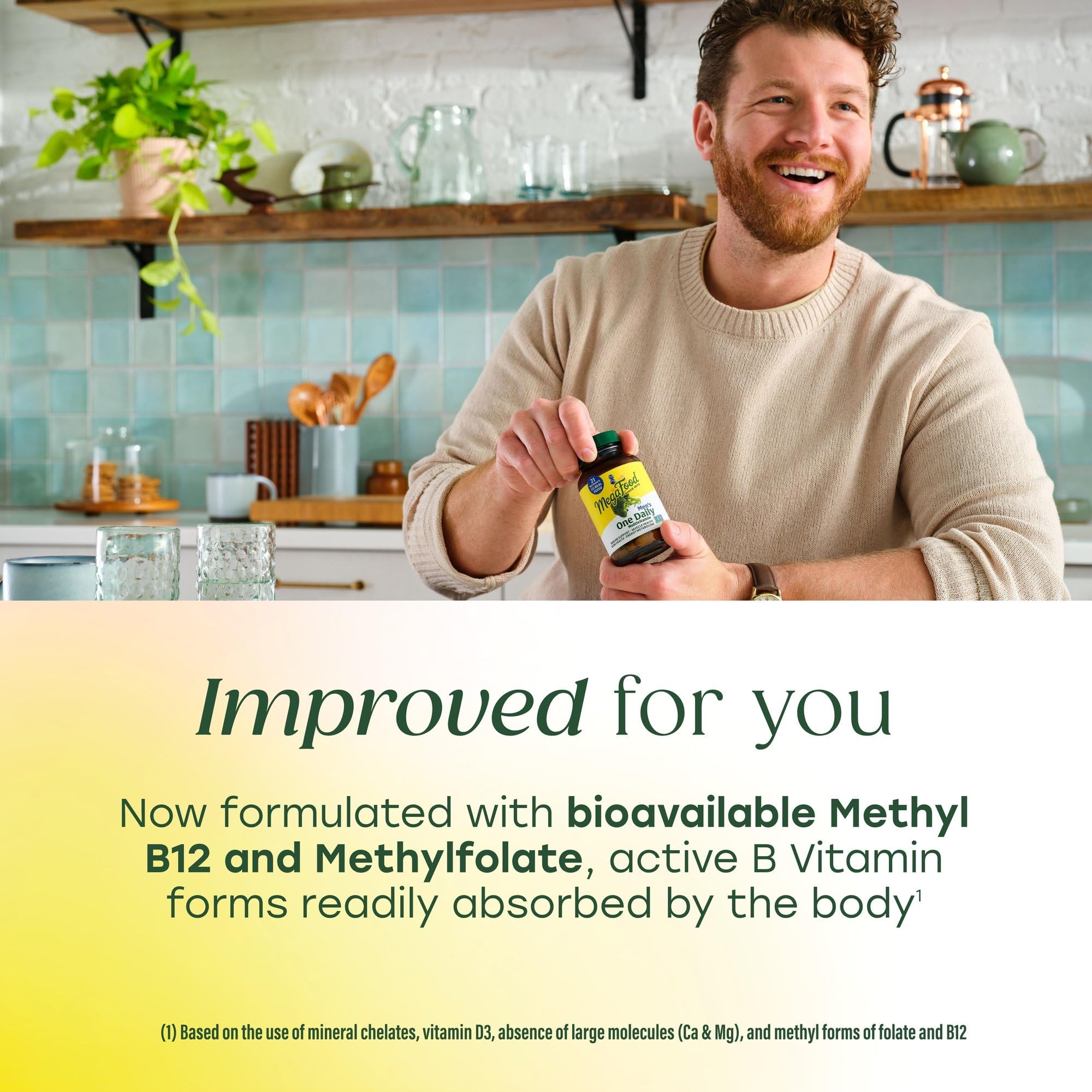 MegaFood One Daily Multivitamin shows gluten-free and vegetarian certifications