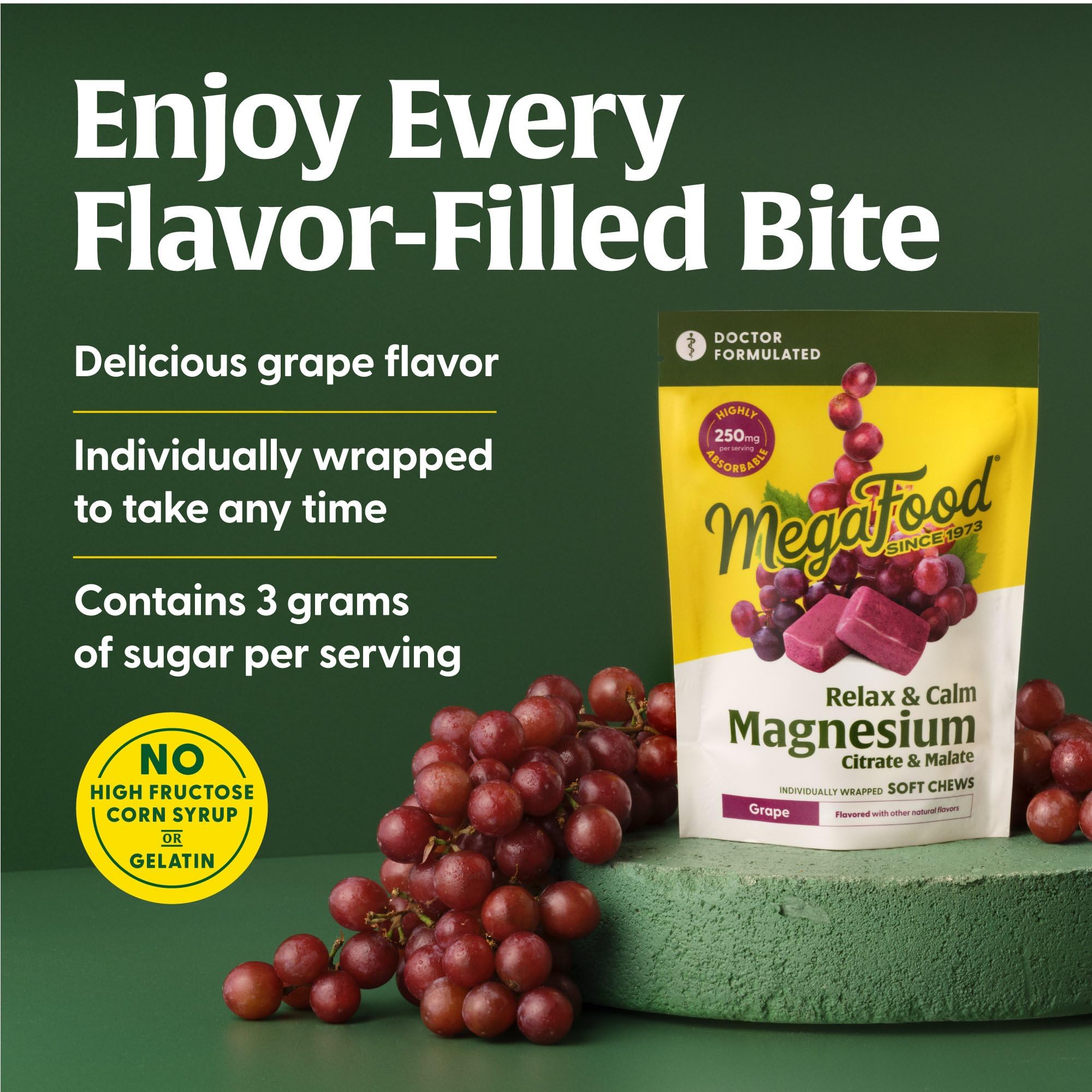 MegaFood Relax + Calm label shows magnesium citrate and malate forms.