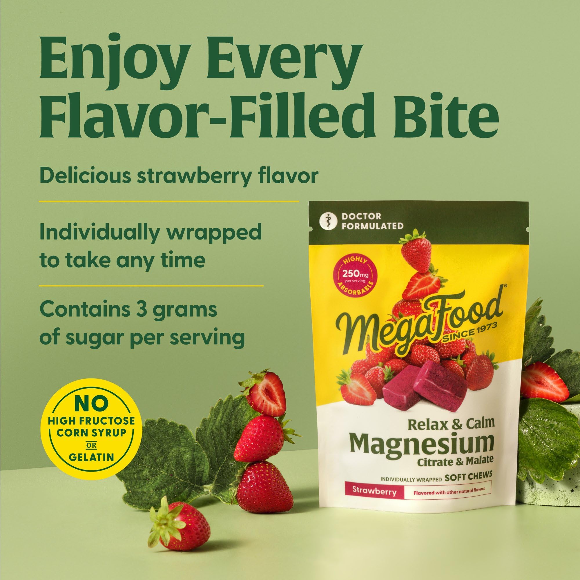 MegaFood Relax and Calm ingredients label highlighting citrate and malate magnesium.