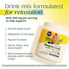 MegaFood Relax and Calm powder scoop ready to mix for a calm moment.