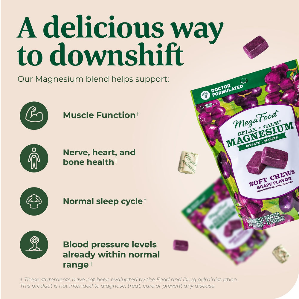 MegaFood Relax + Calm chews individually wrapped for on-the-go calm