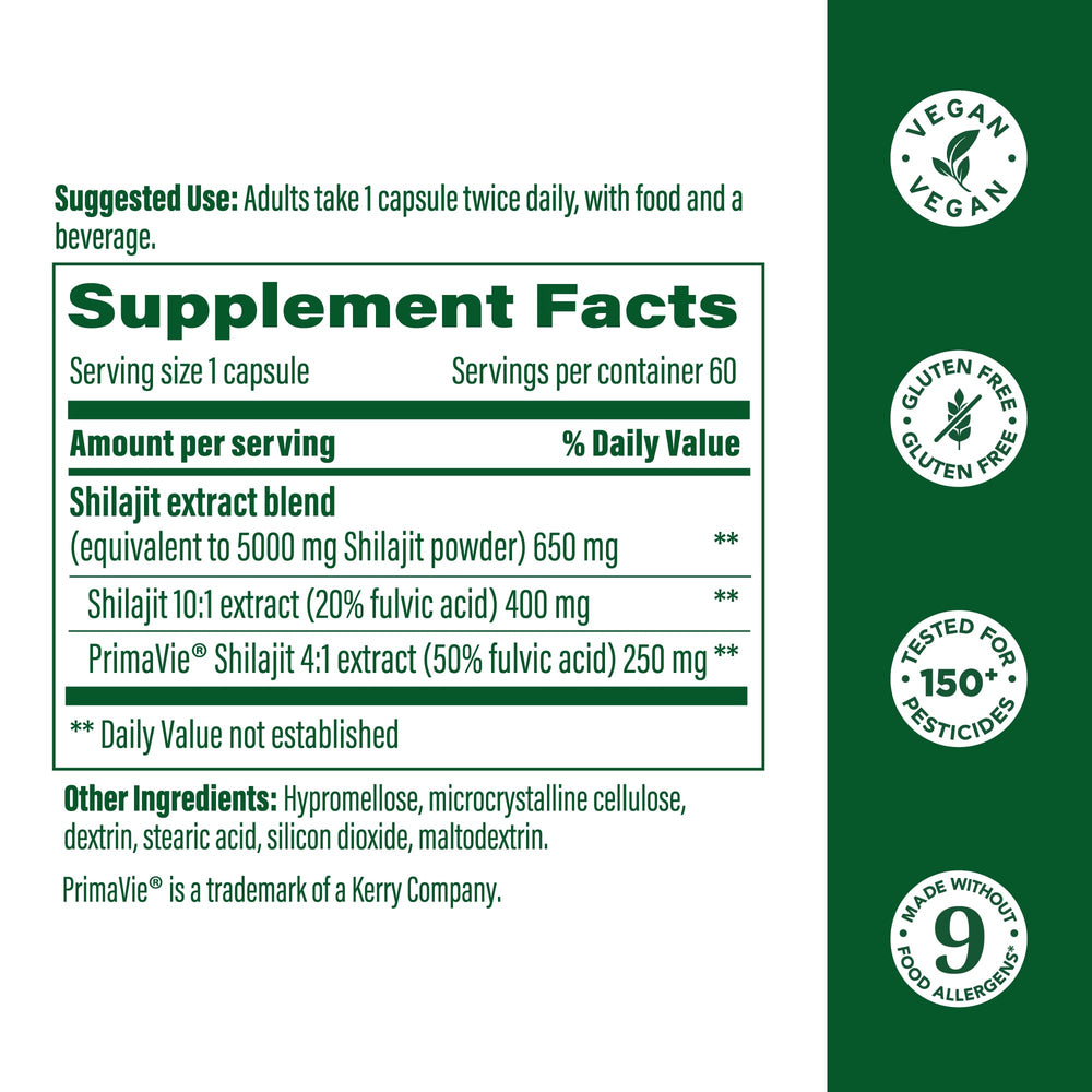 Fulvic acid close-up with MegaFood Shilajit for antioxidant support.