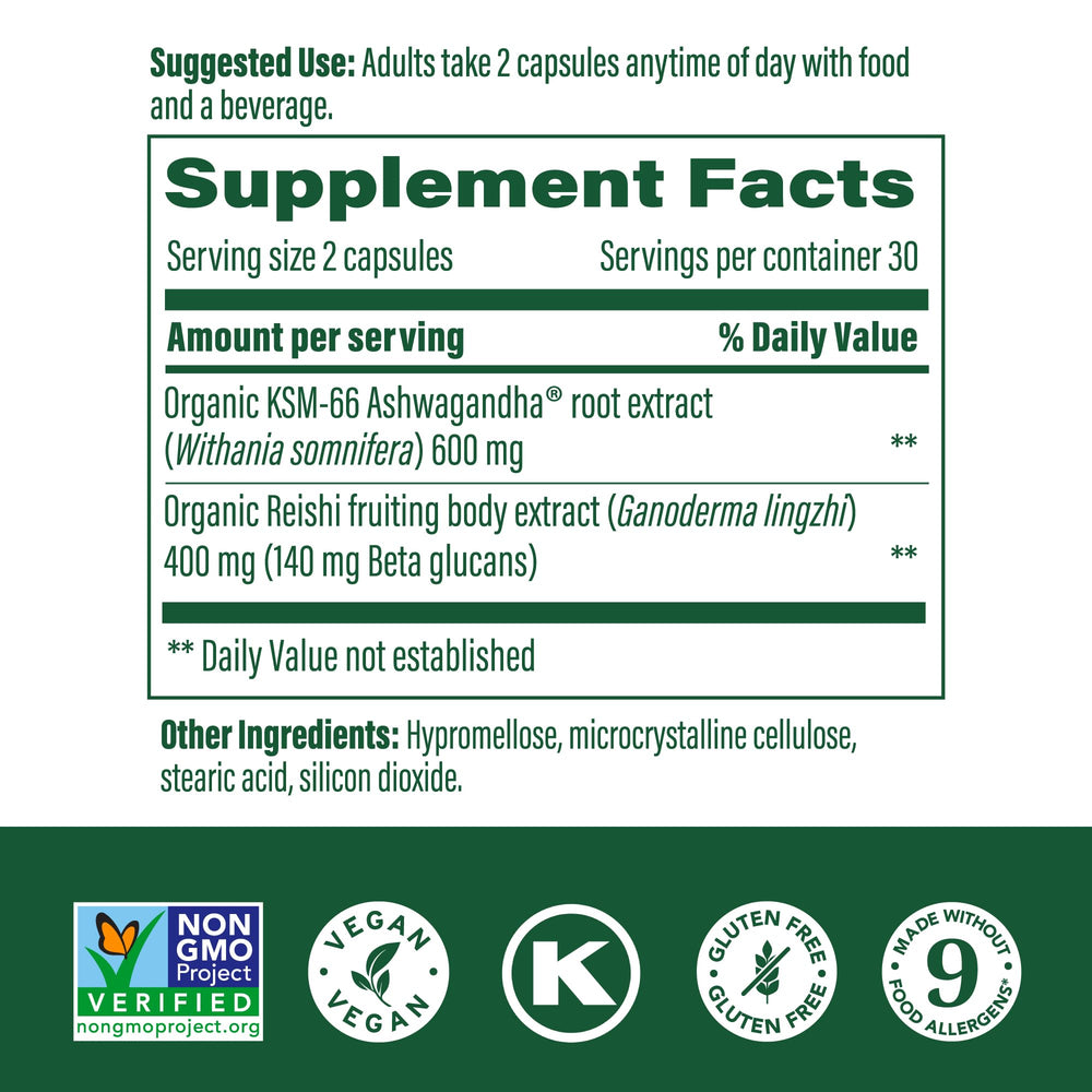 MegaFood Superfood Mushroom Stress Relief capsules closeup for convenient daily use