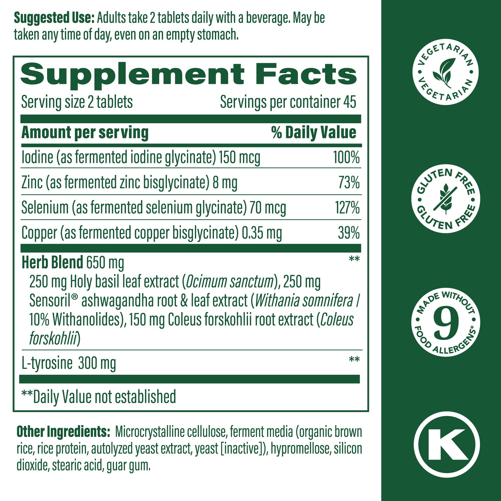 MegaFood Thyroid Strength tablets close-up showing flexible take-anywhere dosage