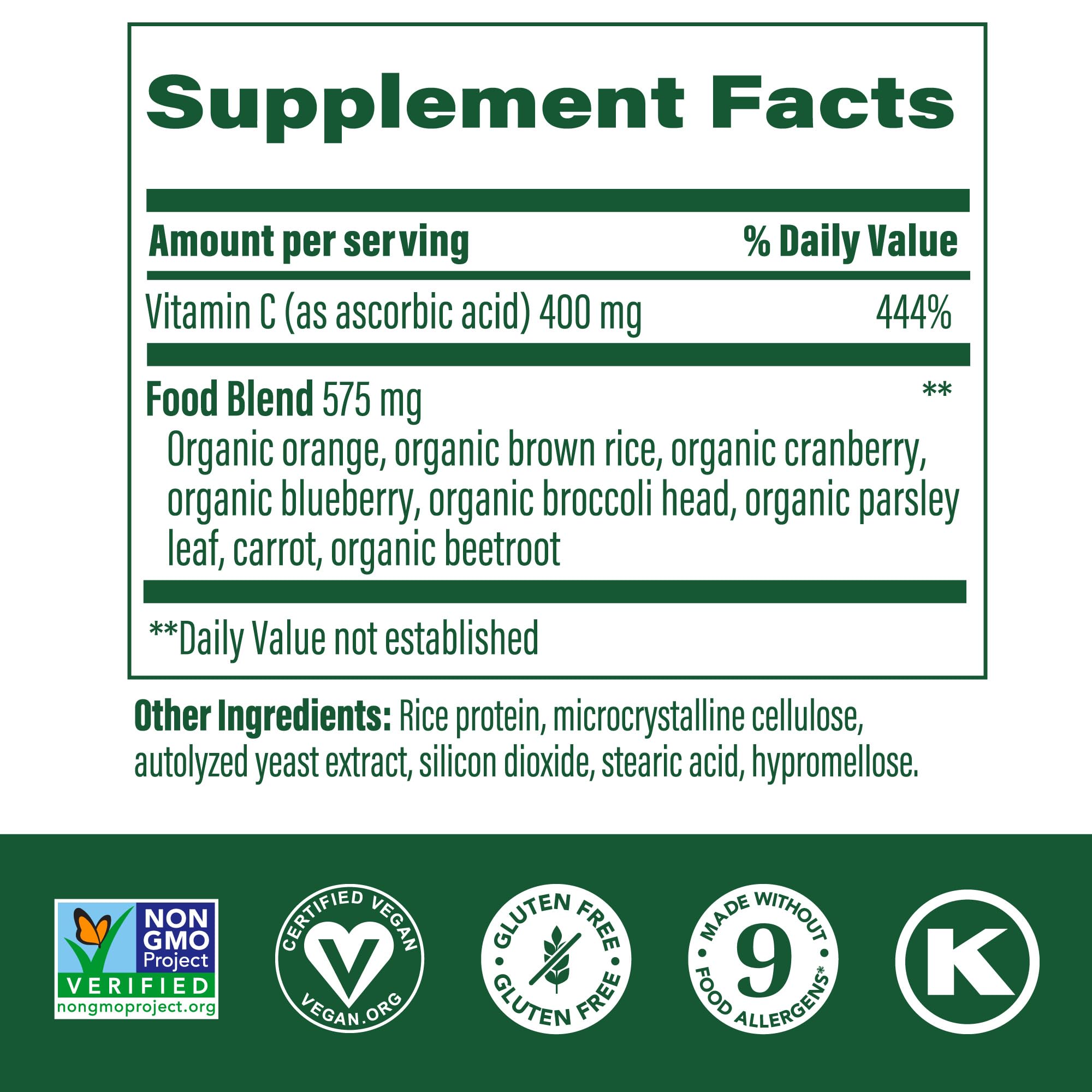 Close-up of MegaFood Ultra C tablets highlighting real-food ingredients for immune health.