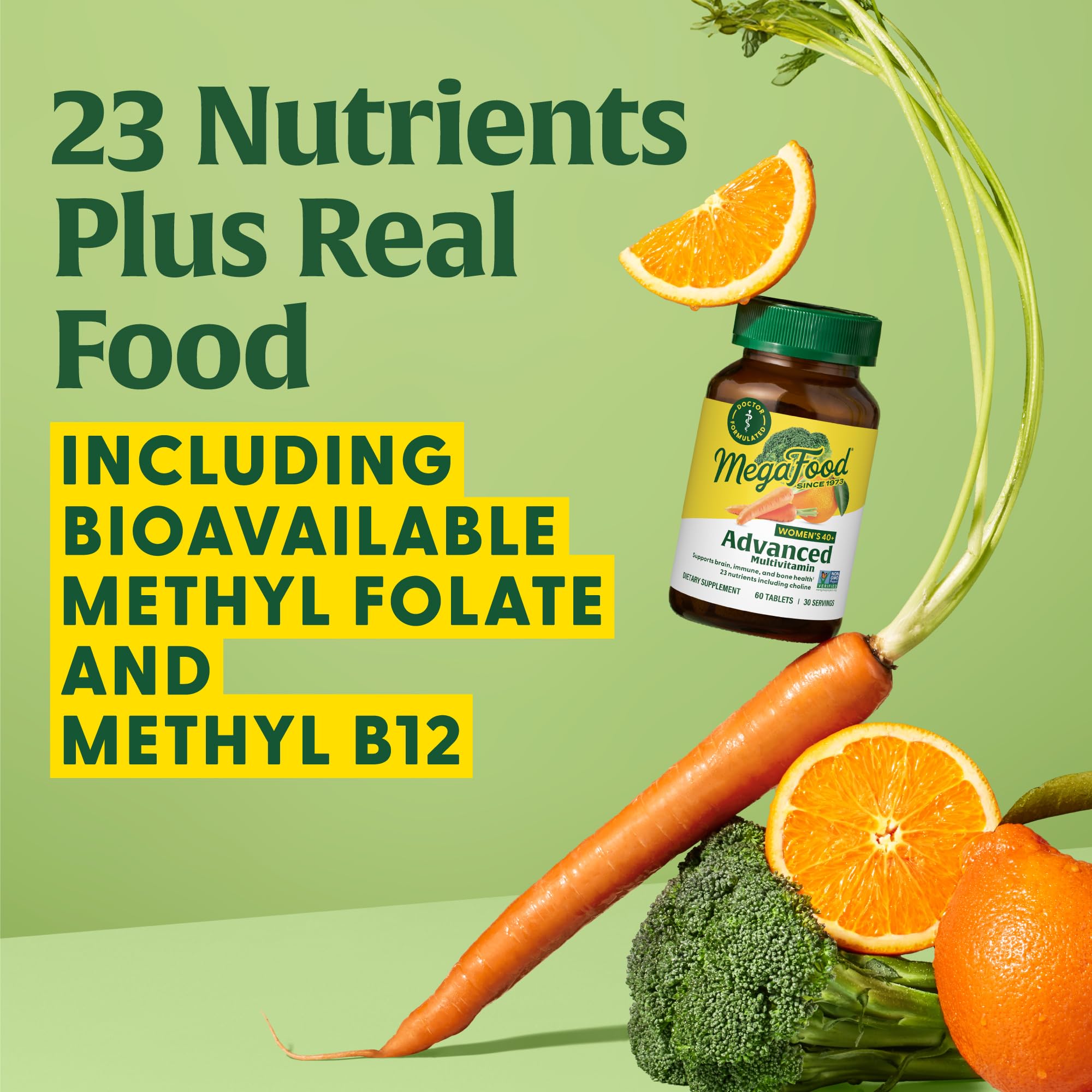 Vitamin D3 and K2 focus for bone health in MegaFood supplement.