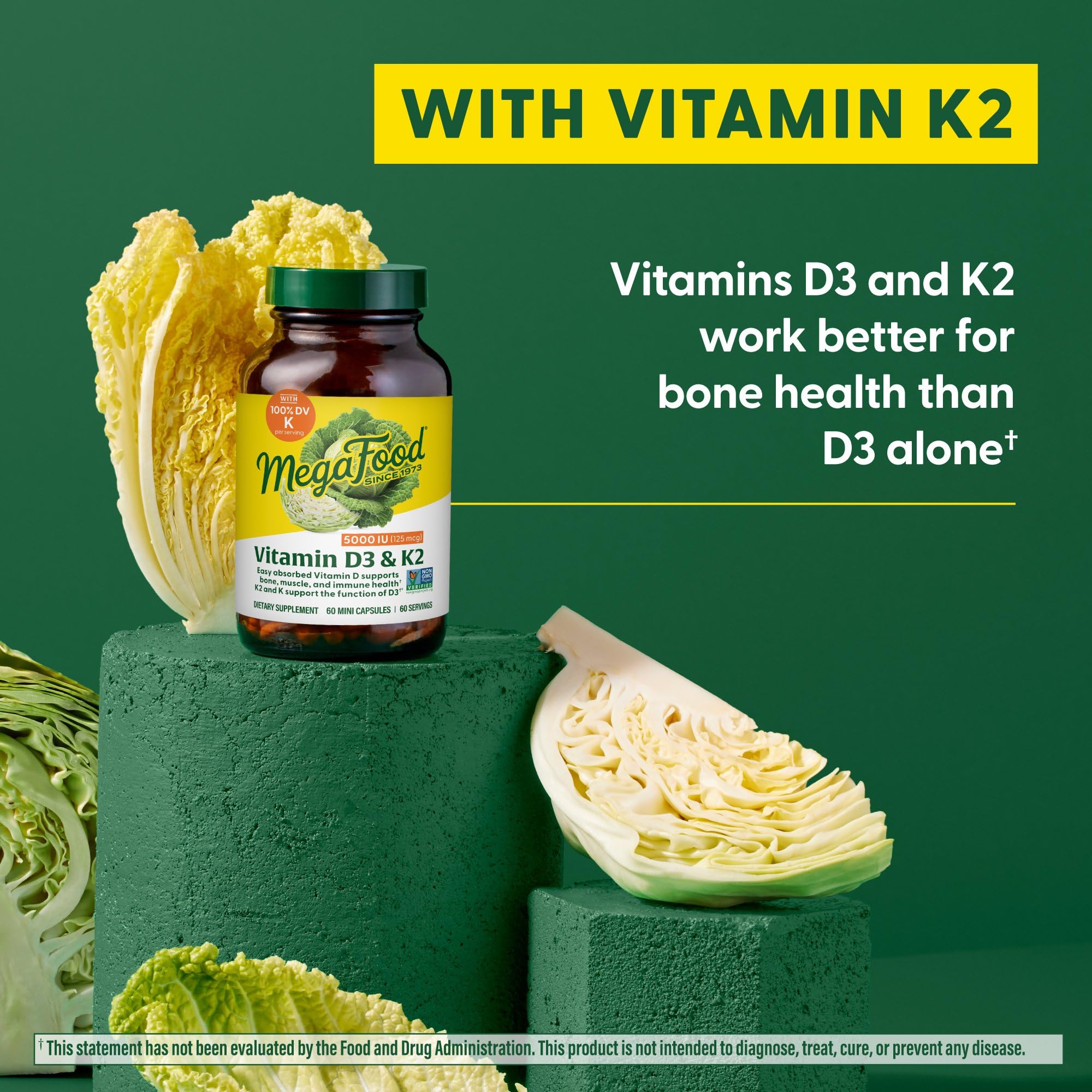 MegaFood Vitamin D3-K2 capsules on counter ready to take