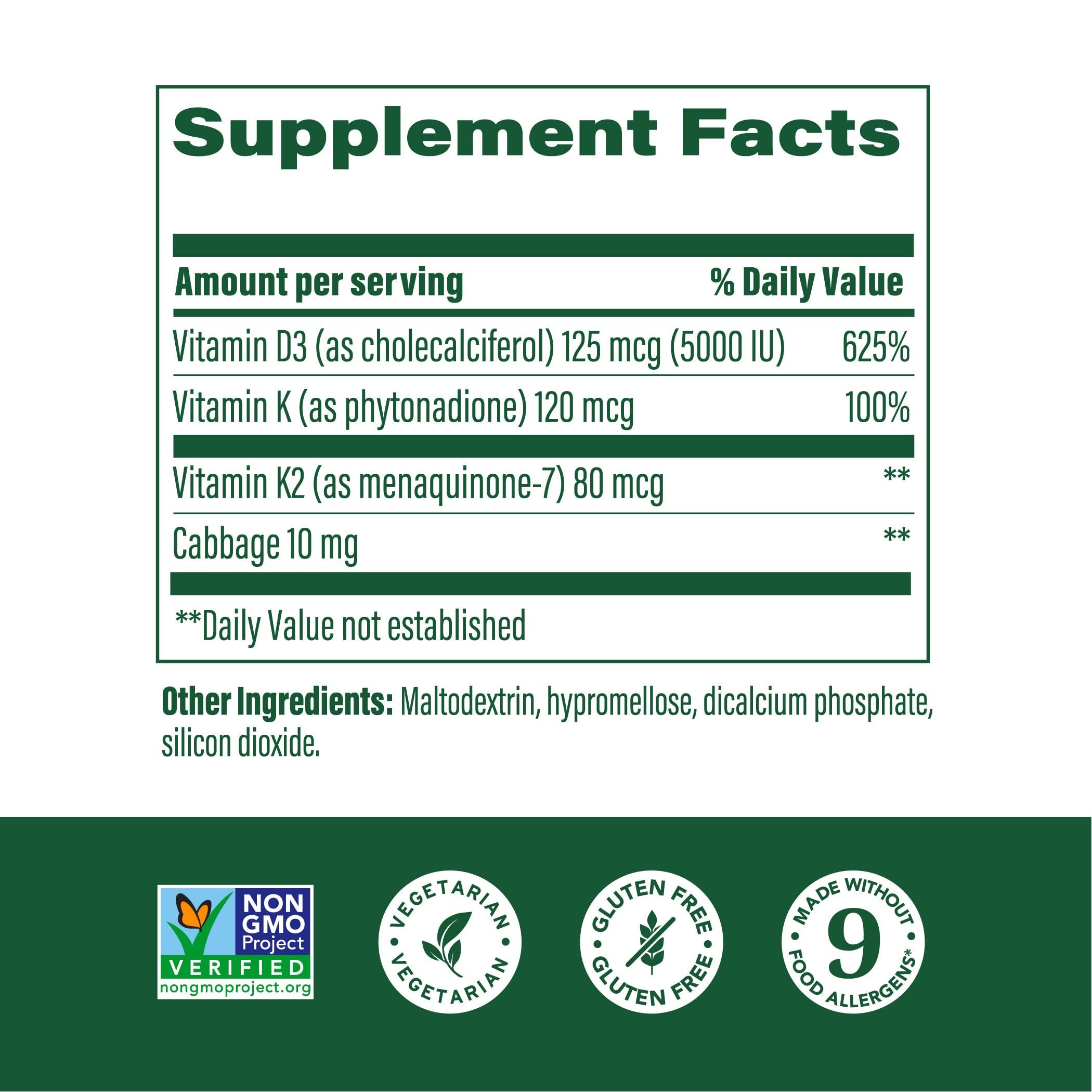 MegaFood Vitamin D3-K2 capsules close-up showing compact tablets