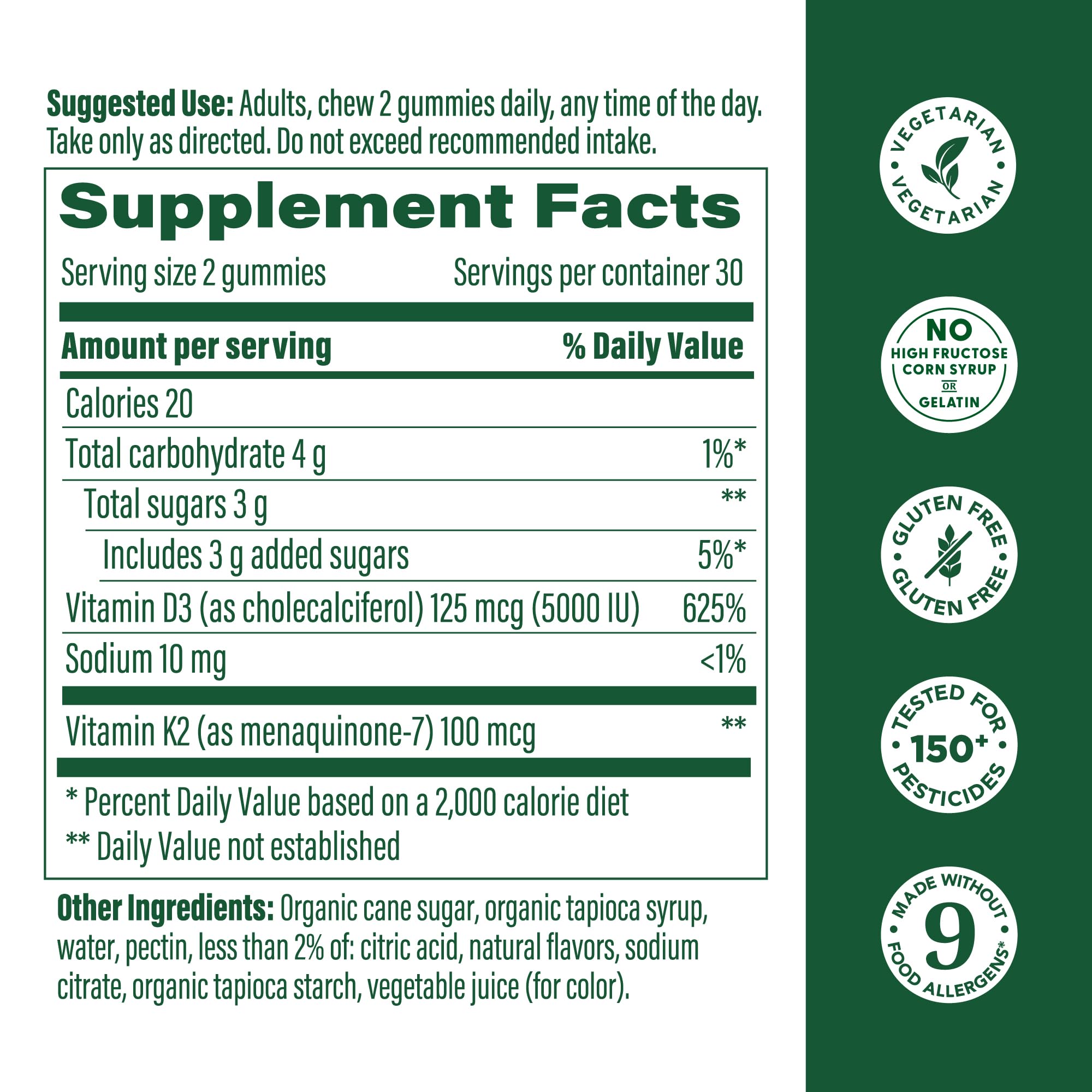 MegaFood peach-flavored D3 K2 gummies emphasizing peach flavor and bone health