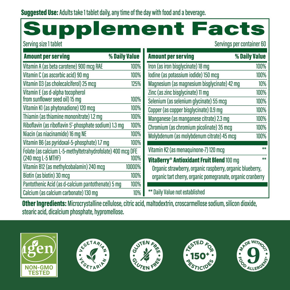 MegaFood label close-up highlighting bioavailable magnesium glycinate and methylated B vitamins
