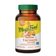 MegaFood Whole Body Minis turmeric bottle front for easy daily use