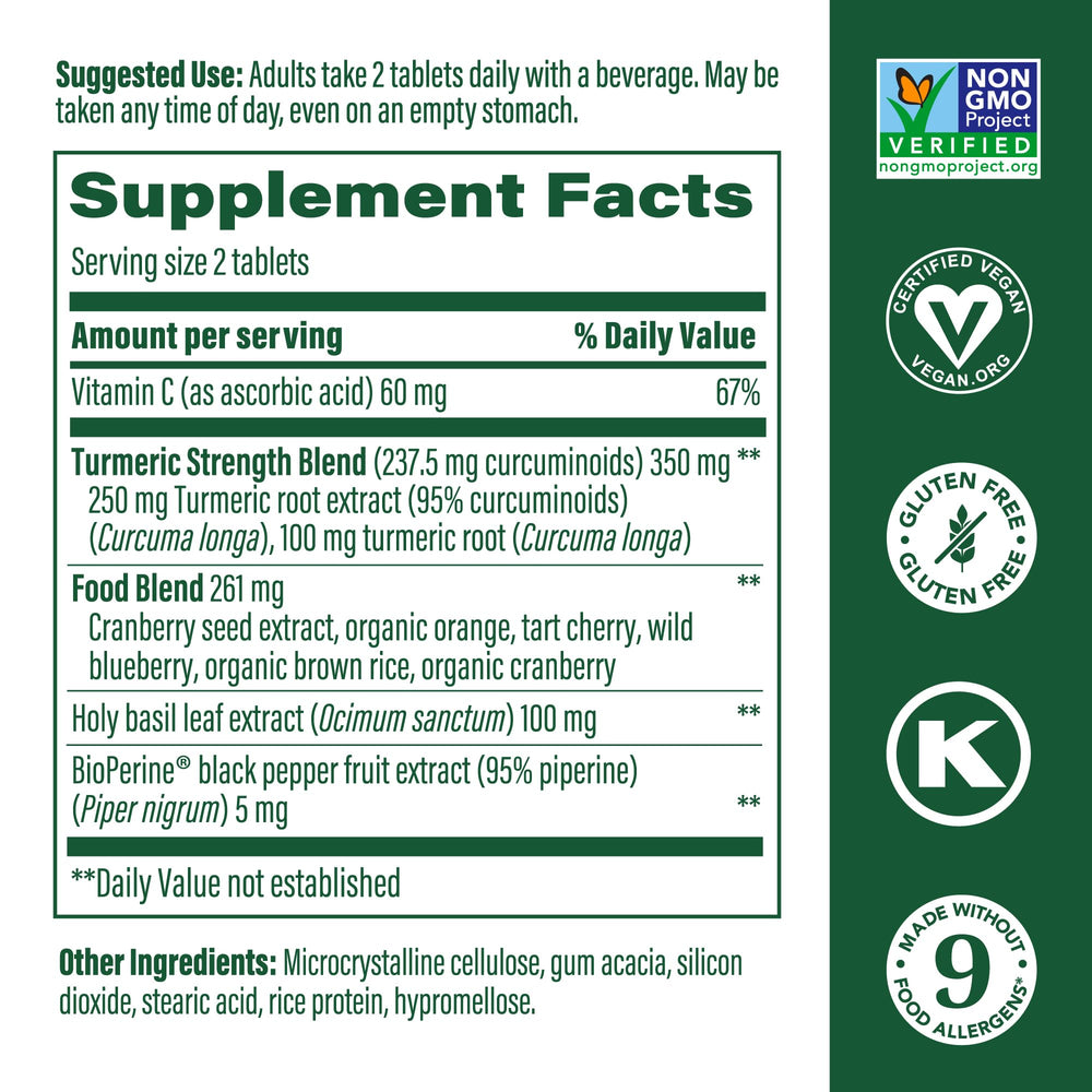 MegaFood Whole Body Minis turmeric tablets close-up for quick daily intake