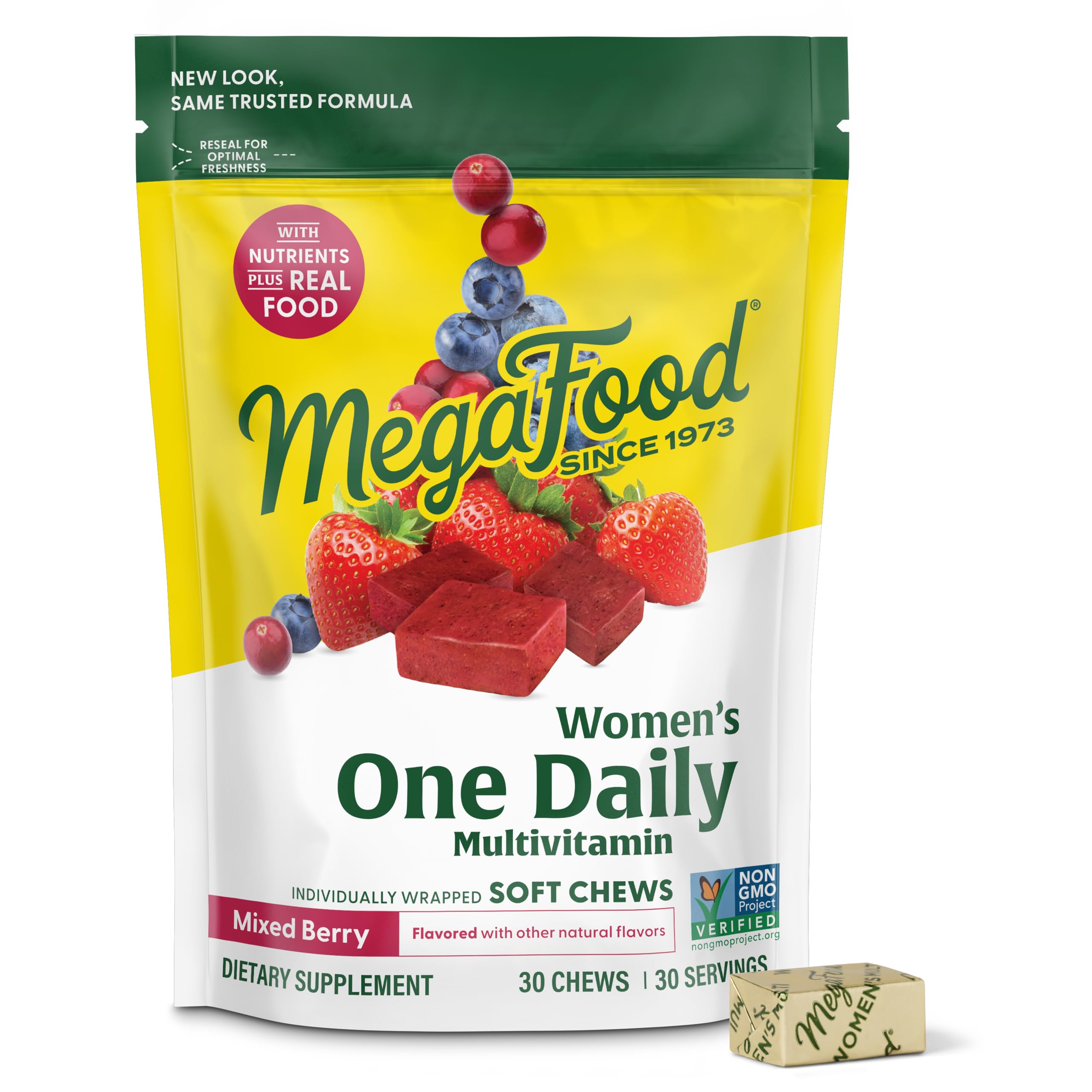 MegaFood Women's Multivitamin bottle on shelf showing daily wellness support