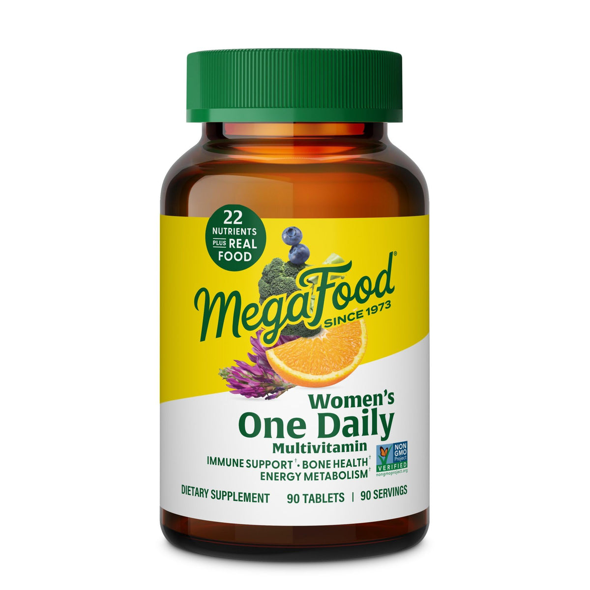 MegaFood Womens Multivitamin One Daily bottle for daily immune and energy support.