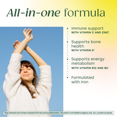 MegaFood Women's Multivitamin One Daily real-food ingredients highlight blueberry and broccoli for daily nutrition.