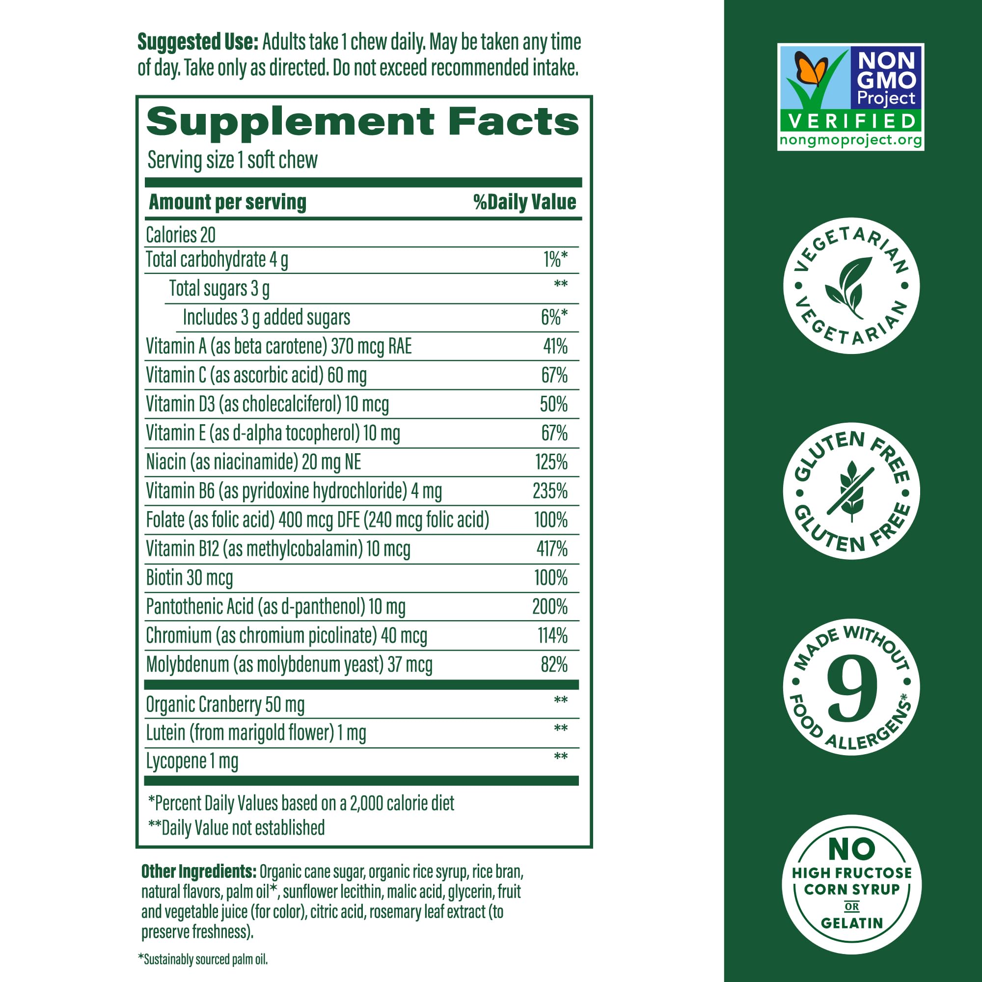 MegaFood Women’s Multivitamin Soft Chews mixed berry close-up promoting tasty daily intake