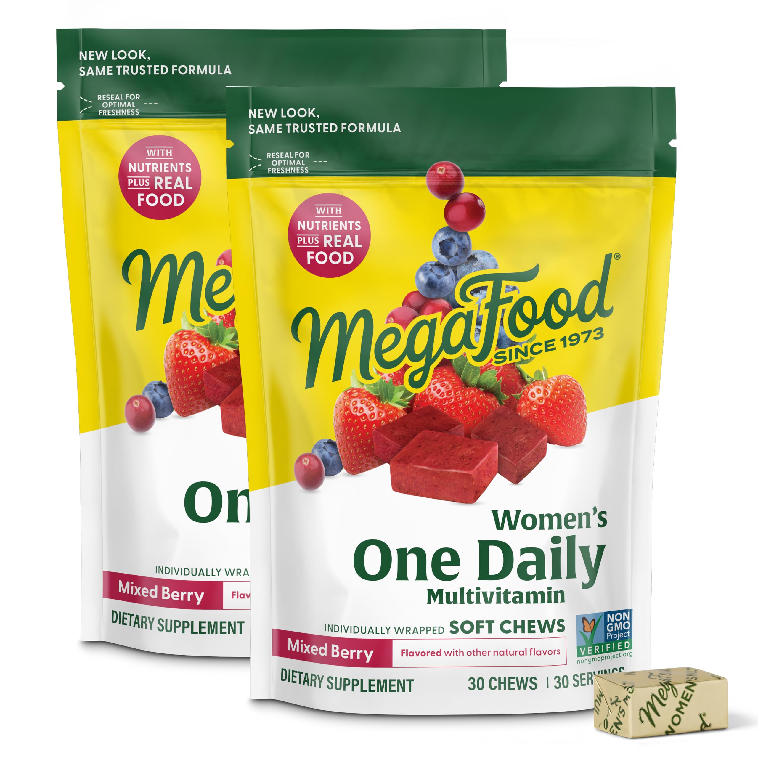MegaFood Women's Multivitamin Soft Chews packaging for convenient daily nutrition