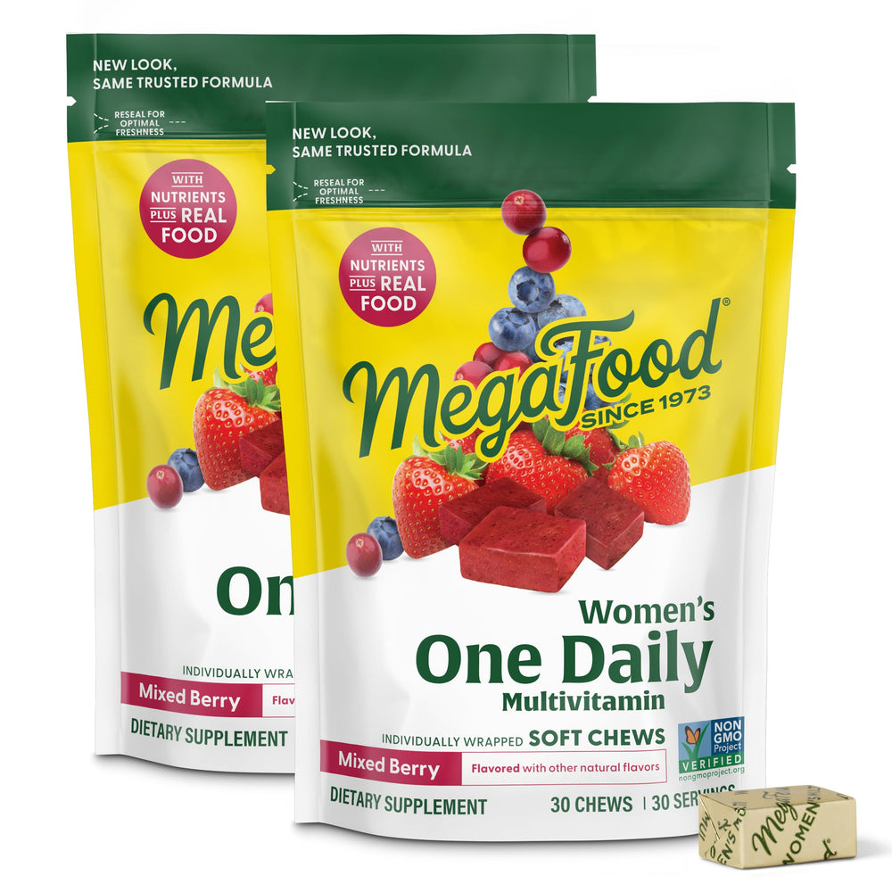 MegaFood Women's Multivitamin Soft Chews packaging for convenient daily nutrition
