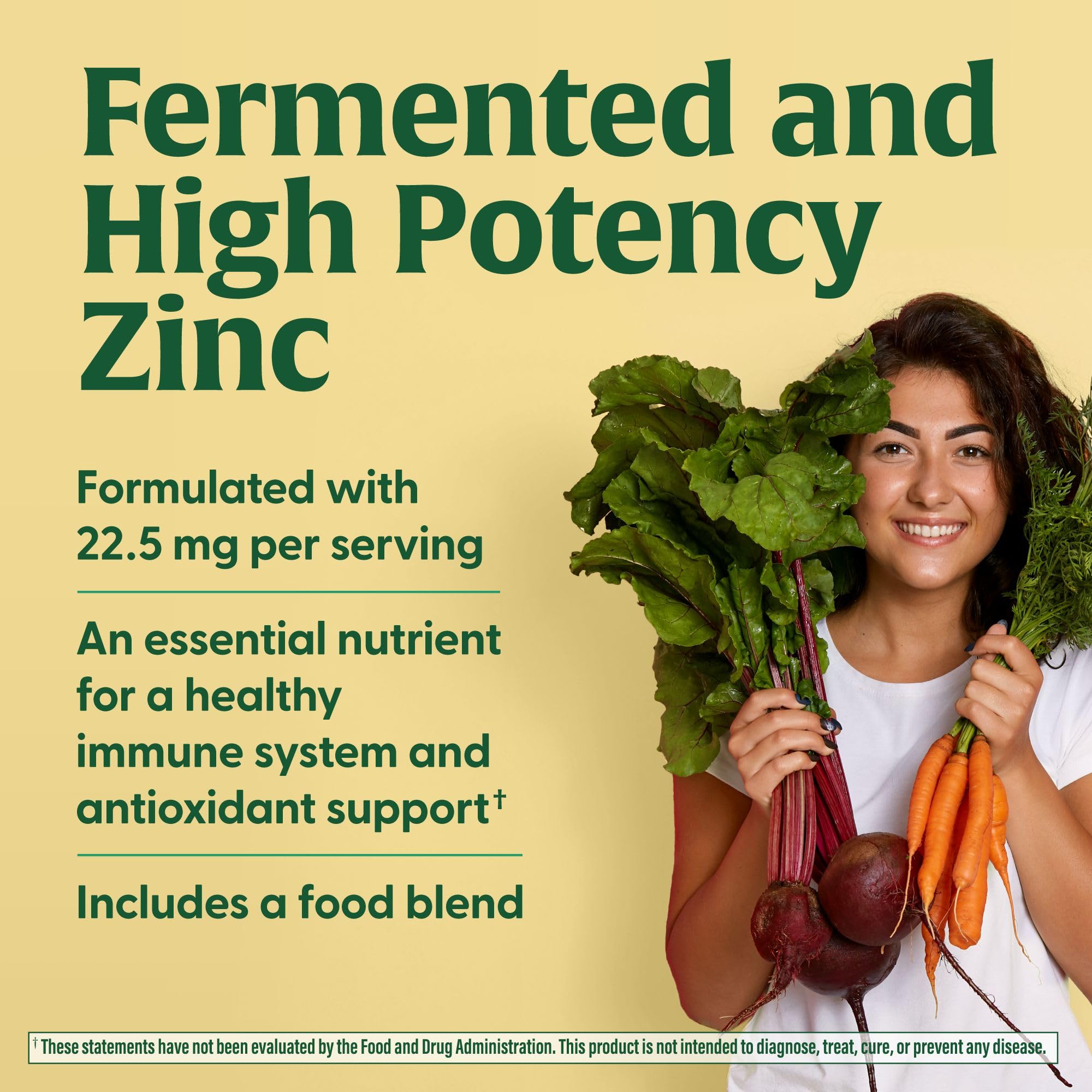 MegaFood zinc real-food blend with spinach and beetroot for daily nourishment.