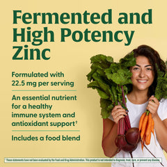MegaFood zinc real-food blend with spinach and beetroot for daily nourishment.