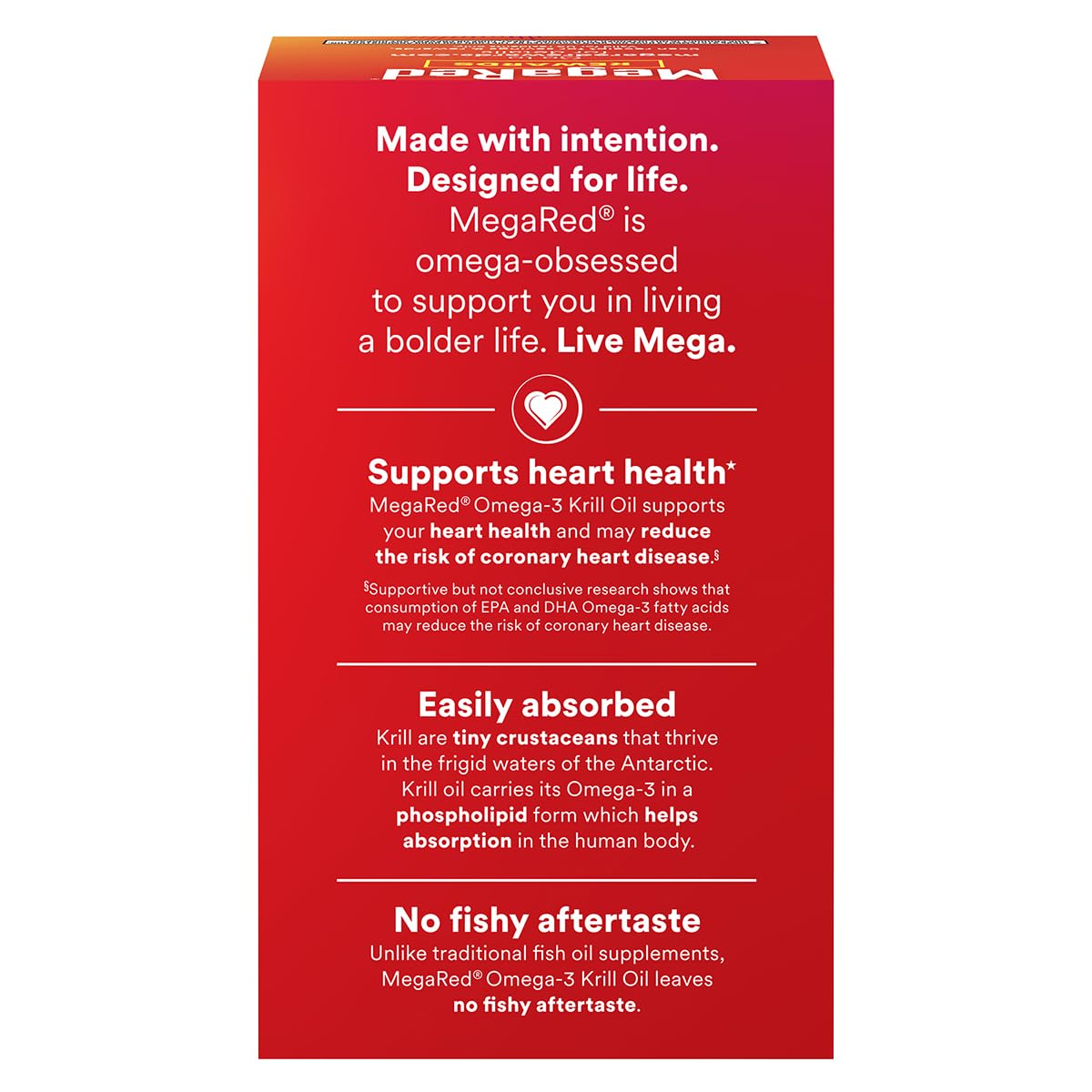 MegaRed Antarctic krill oil capsules with EPA and DHA.