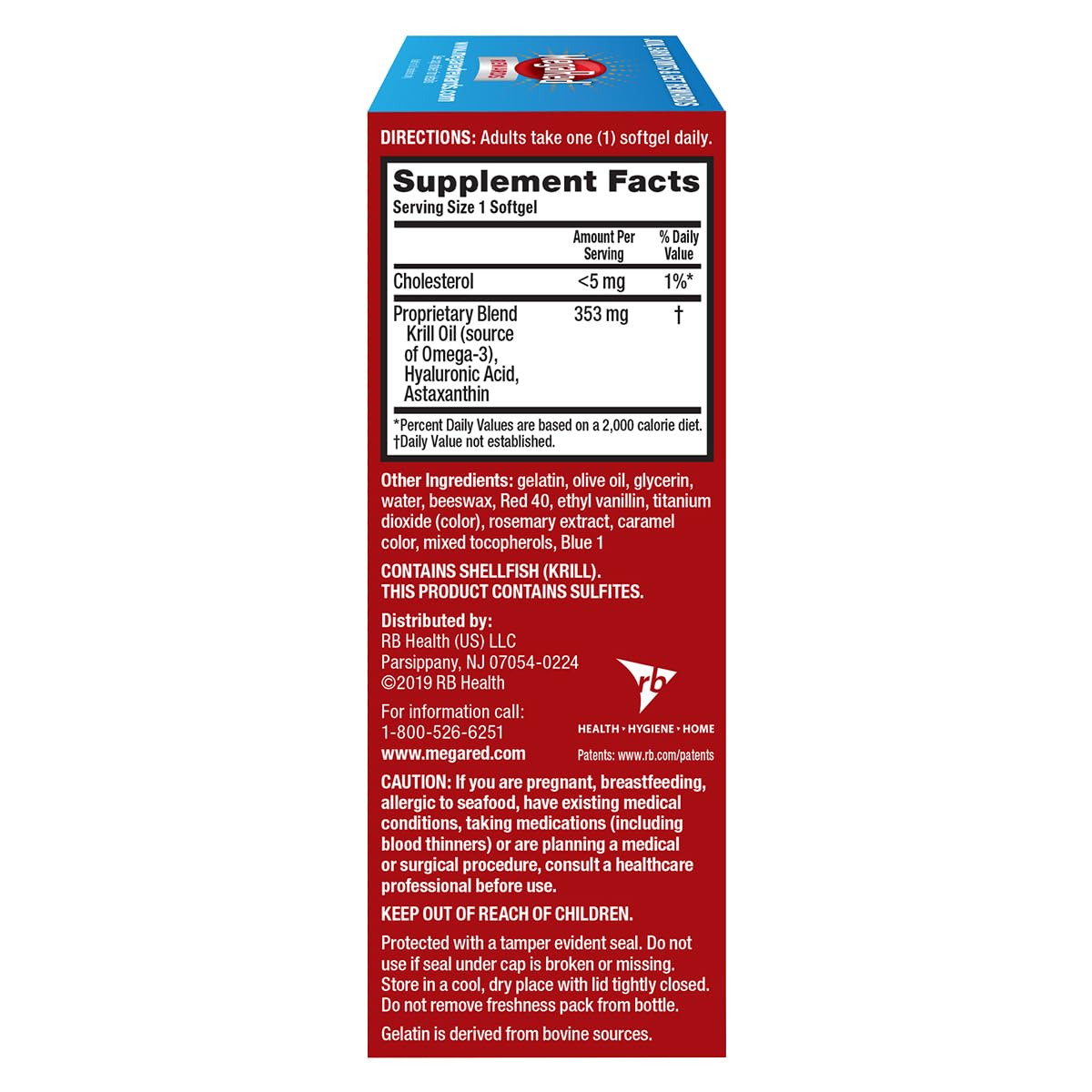 Megared bottle with dosing spoon ready for a daily routine.