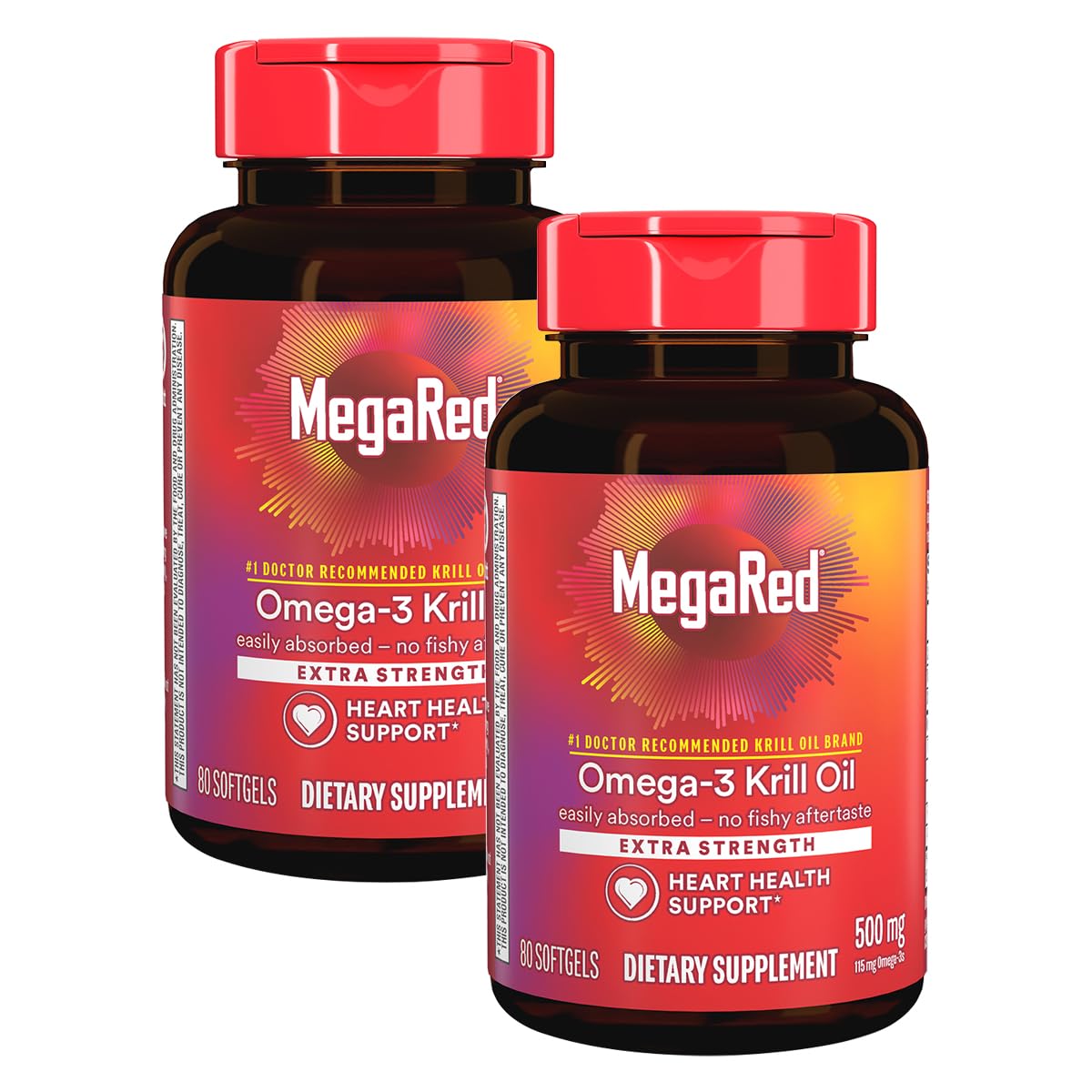 MegaRed extra-strength krill oil bottle for daily omega-3 support.