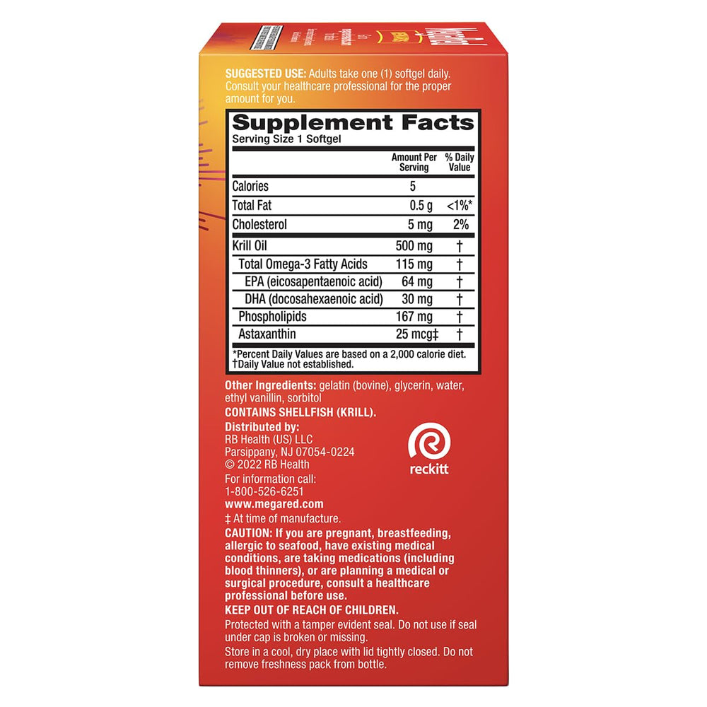 MegaRed label highlights no fishy aftertaste.