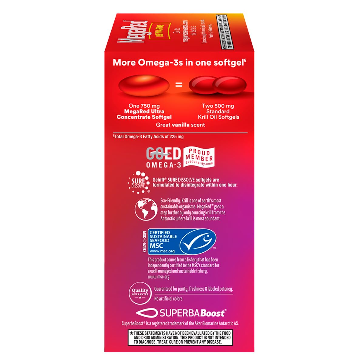 MegaRed Omega-3 softgels closeup focusing on EPA and DHA essentials