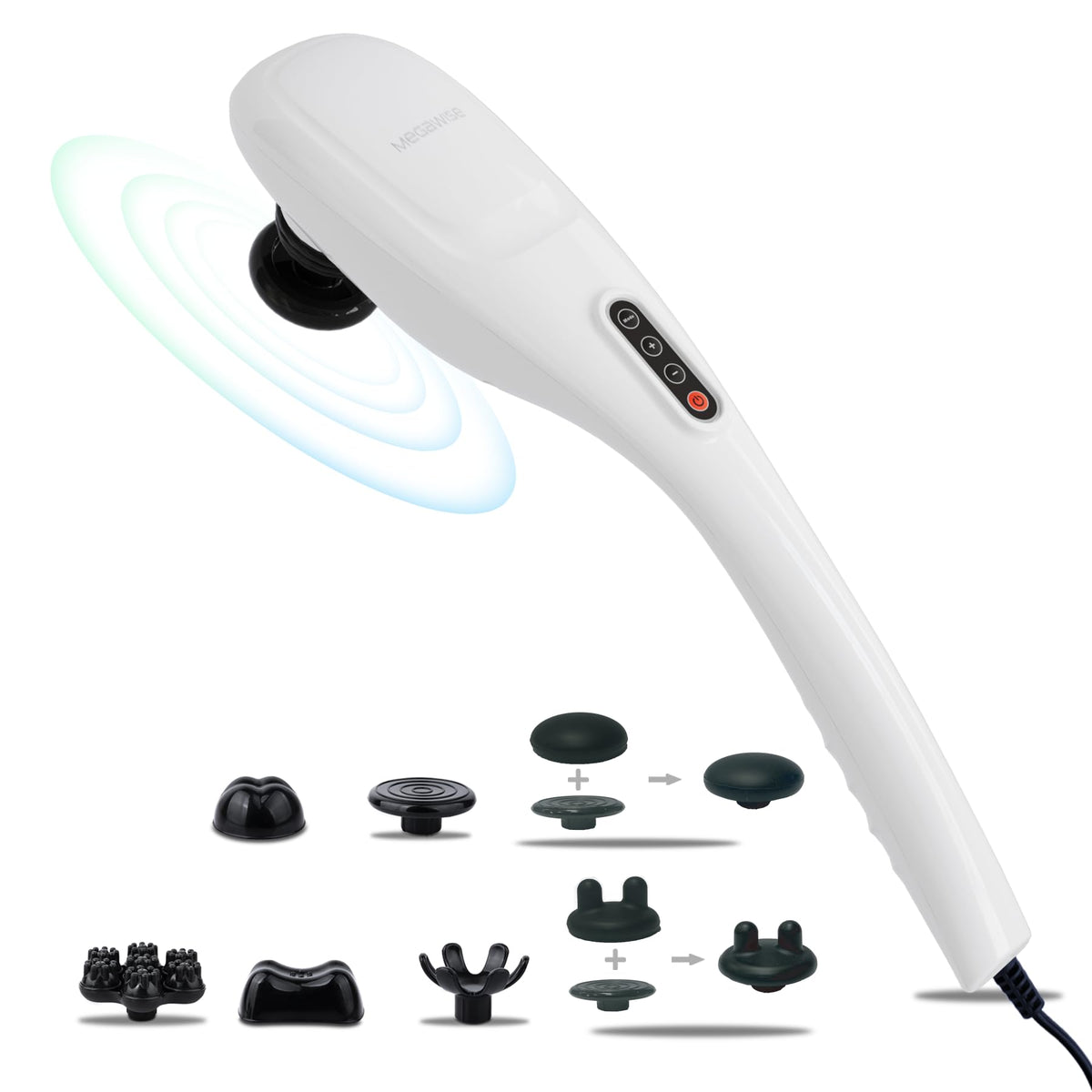 MEGAWISE handheld back massager with ergonomic handle for easy grip and targeted relief
