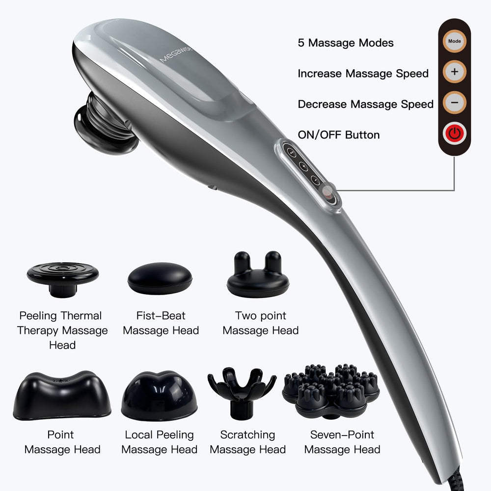MEGAWISE silver massager with ergonomic handle for precise use
