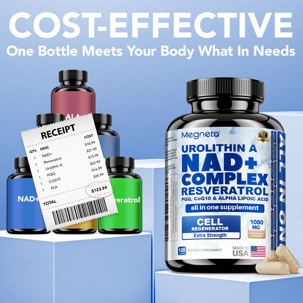 Product scene on desk suggesting a simple daily wellness ritual with MEGNETA