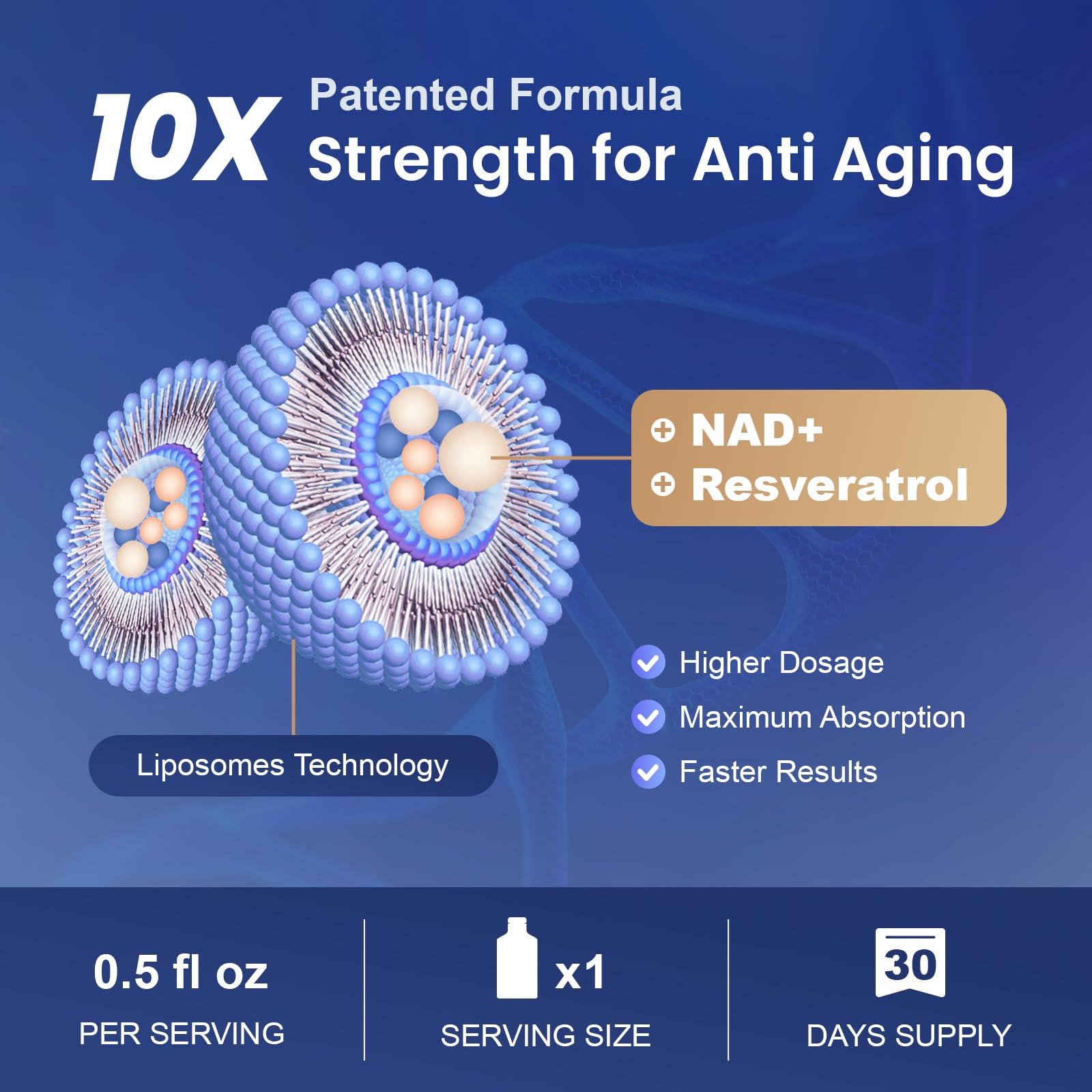 MEGNETA Liposomal NAD+ pouch-front shows portable packaging for on-the-go supplementation.