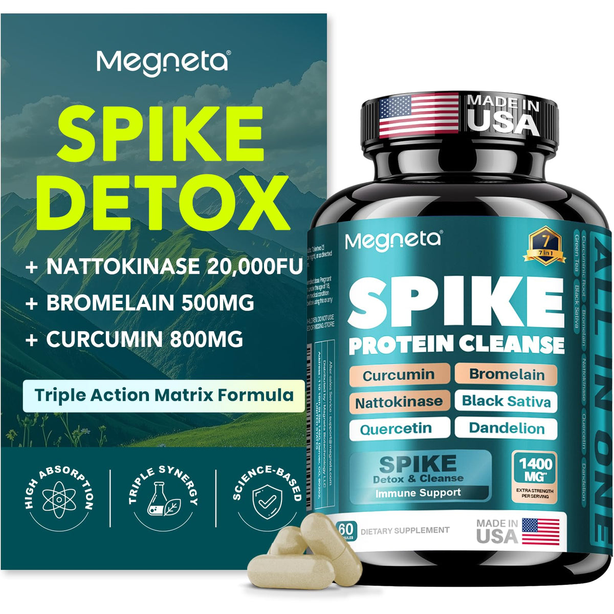 MEGNETA nattokinase bottle—high-potency enzyme support for daily wellness.