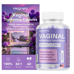 MEGNETA Vaginal Tightening Capsules bottle for discreet daily support.
