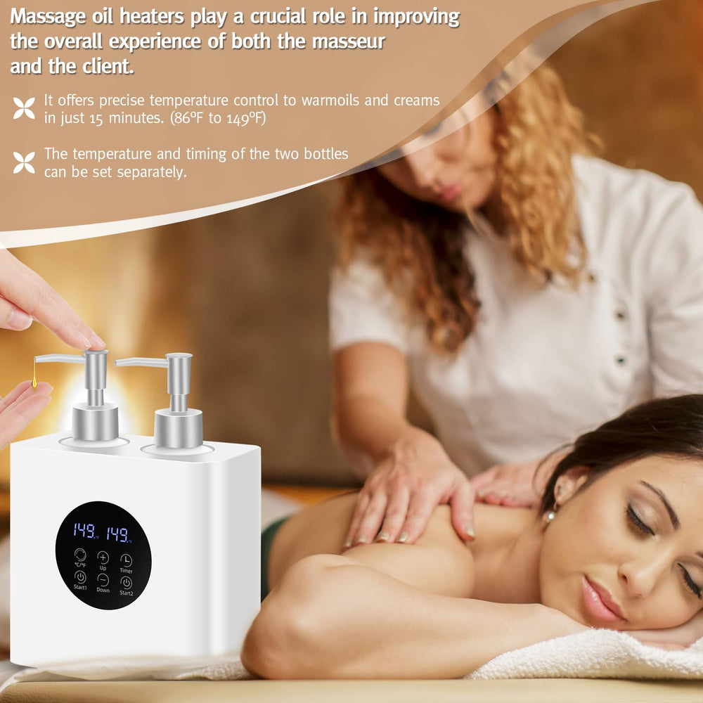 Meifuly massage oil warmer digital controls show temp and timer settings