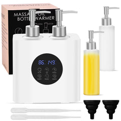 Meifuly massage oil warmer front view with dual bottles for spa sessions
